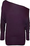 WearAll Women's Off-Shoulder Batwing Top - Purple - US 14-16 (UK 18-20)