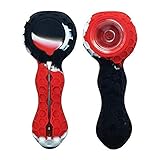 Unbreakable Honeycomb Silicone Straw with Clean Cover and Decorative Bowl Inside (Black) (Black) (Red and White)