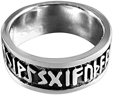 925 Sterling Silver Viking Runes Runic Old Norse Alphabet Futhark Oxidized Unisex Band Ring (10)