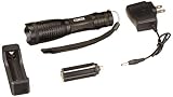 Enabled EN50 Cree 500 Lumen Super Bright LED Tactical Torch Flashlight Bundle with Rechargeable 18650 Battery, AC Charger + Charger Base - 5 Modes - Zoomable, Black