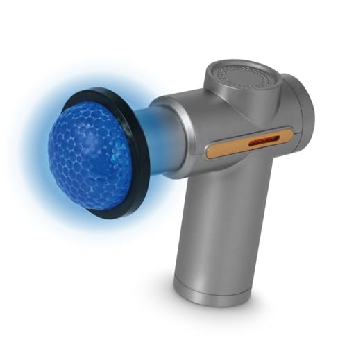 Power Therapy Pistola De Masaje Muscular con 6 Cabezales Intercambiables, Portátil, Frío y Calor, 6 Niveles de Intensidad, Recargable USB Tipo C, Masajeador Muscular Inalámbrico Gris Metálico