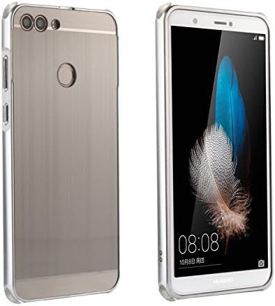HDOMI Huawei Enjoy 7S,Huawei P Smart Case, Detachable PC Backplate + Premium Aluminum Frame Dual Layered Protection Cover Shockproof Shell for Huawei Enjoy 7S,Huawei P Smart (Silver)