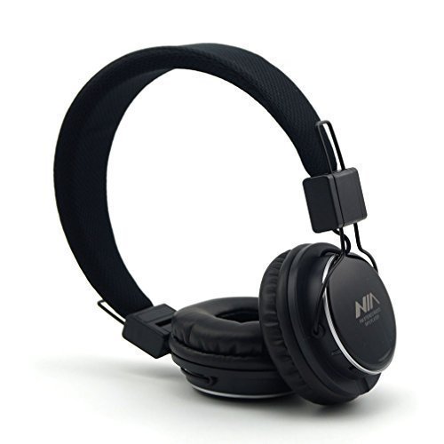 GranVela A809 Lightweight Foldable Stereo Headphones Adjustable Headband Kids Headsets with Built-in FM Radio, Micro SD Card Player,3.5mm Jack for iPhone, iPad, Android, PC and More - Black