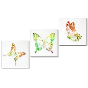 3 Panel Canvas Wall Art Beautiful Butterfly Pictures Home Wall Decorations for Bedroom Living Room Paintings Canvas Prints Framed - 12"x12"x3 Panels