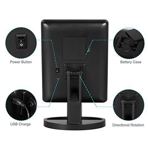 BEW Lighted Makeup Mirror/Vanity Mirror with 22 LED lights &Touch Screen Dimming, Detachable 10X Magnification Spot Mirror,Valentine's Day Gift (Black)