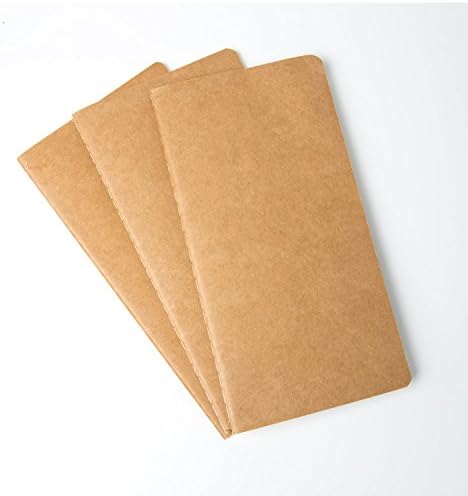 THRICH travellers notebook refill inserts, 8.26 x 4.33 inches, fountain pen friendly, 2 blank and 1 lined, pack of three, 180 pages