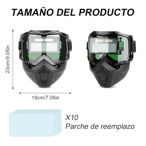 TGEXYI Careta para Soldar, Careta Electronica para Soldar, Desmontable Facial Soldadura conOscurecimiento Autom Tico, Bloquea la Radiación UV, Aislamiento Térmico, Viene con 20 HojasProtectoras