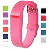 Fitbit Flex Adjustable Wristband - Fitbit Flex Silicone Replacement Secure Band with Chrome Watch Clasp and Fastener Buckle - Fix the Tracker Fall Off Problem (Pink x 1)
