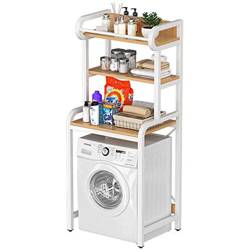 DAYONG Over Washing Machine Storage Rack, 3-Tier Laundry Organiser with Shelves, Bathroom Room Shelf, Shelving Units Clothes Dryers Shelf for Laundry Room, Balcony, Bathroom (White)