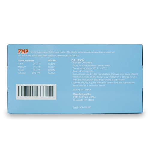 image for FMP Brands [400 Pack] Medium Blue Nitrile Medical Gloves - Non Latex R