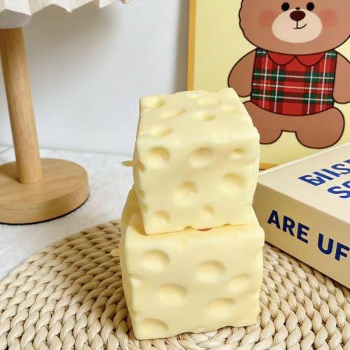 SLEEPHEAD® 10cm Large Cheese Squishy Slow Rising ，Cute Cheese Block Fidget Toy for Anxiety Relief Soft Silicone ，Squeeze Cheese Squishy Toy for Adults Teens Desk Decor & Party Favor