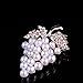 Fablcrew Grape Shape with Man-Made Pearl Pin Brooch Brooch Pin for Silk Scarf Size 3.8×5.4cm