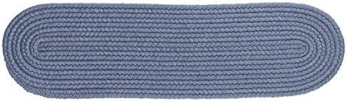 Rhody Rug Solid Wool S102 Sailor Blue 8" x 28" Stair Tread - Country Home Stair Rug, Indoor Runner Rug for Kids & Elders - Braided Area Rug, Beautiful Home Decor, Floor Mat - Made in USA
