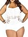 Papaya Wear Women's Retro High Waist Braided Fringe Top Bikini Swimwear Plus Size,White ,X-Large