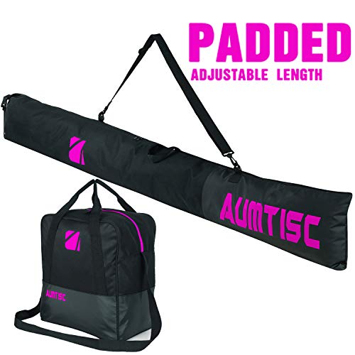image for AUMTISC Ski Bag Padded 2 Piece Ski and Boot Bag Combo for 1 Pair of Sk