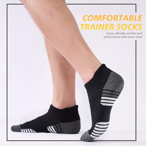 SockWaddles Running Socks Cushioned Ankle Trainer Socks for Men Women Cotton Low Cut Breathable Athletic Sports Socks (6/10 Pairs)