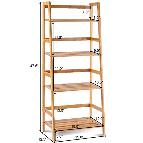 image for COSTWAY 4 Tier Bamboo Ladder Shelf Multifunctional Plant Flower Displa