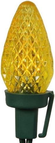 25 C7 Gold LED Christmas Light Set; Green Wire
