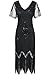 BABEYOND 1920s Art Deco Fringed Sequin Dress Roaring 20s Flapper Fancy Dress Gatsby Costume Dress Vintage Beaded Evening Dress (Black, Small)