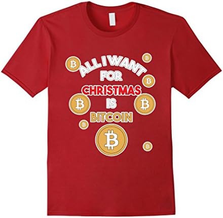 Mens Funny All I Want for Christmas is Bitcoin T-Shirt 2XL Cranberry