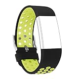 Vancle Bands for Fitbit Charge 2, Adjustable Soft Silicone Replacement Bands Sports Accessories Straps for Fit bit Charge 2 Heart Rate Fitness Tracker (Black/Fluorescent Yellow)