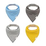 ALVABABY Solid Baby Bandana Bibs for Boys and Girls 4 Pack of Super Absorbent Baby Gift Sets KSW03