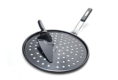 GrillPro 98140 Non-Stick Pizza Grill Pan includes Pizza Cutter/ Server, 12-Inch Diameter