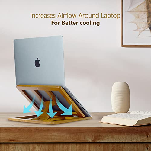 MultiAngle Adjustable Height Wood Foldable Laptop Stand Holder Riser