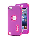 Touch 6 Case,Touch 5 Case,Vfunn Full Body Shock Absorption Hybrid Armor Protection Defender Case (Hard Back Case/Soft Silicone) for Apple iPod Touch 5/6 (Classic purple/magenta)