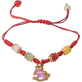 Pingyongchang Zodiac Horse Woven Beads String Bracelet for Women Men Adjustable Enamel Horse Charm Bangle Bracelet Chinese Animal Lucky Feng Shui New Year Jewelry Gifts