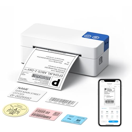 ETIKEZ Bluetooth Thermal Label Printer 4x6, Wireless Shipping Postage Printer for Business Parcels, Support iOS, Android, Windows and Mac, Compatible with Amazon Shopify Etsy USPS, White
