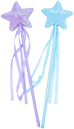 MAGICMAI Fairy Princess Wand Magic Star Wands for Wedding, Birthday, Baby Shower, Themed Party Supplies, 2 Pieces (Purple,Blue)