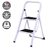 Giantex 2 Step Ladder Folding Steel Step Stool Steel Stepladders with Anti-slip Heavy Duty with 330Lbs Capacity