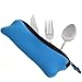BLUECELL Portable Washable Travel Cutlery Kit Neoprene Case(Not included cutlery) bone Style Tableware Bag with Zipper-Blue Color Product Name