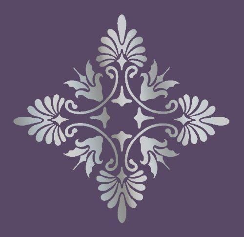 Lightsforever Large Wall Damask Stencil Faux Mural Design #1017 18" x 17 3/8"