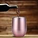 Skylety 12 oz Double-insulated Stemless Glass, Stainless Steel Tumbler Cup with Lids for Wine, Coffee, Drinks, Champagne, Cocktails, 2 Pieces (Bright Rose Gold)