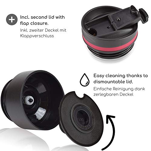 Milu Thermobecher Kaffee to go - 210ml - 100% Auslaufsicher â Isolierbecher, Kaffeebecher, Trinkbecher aus Edelstahl - Autobecher doppelwand Isolierung - Travel Mug (Rot) – Bild 4