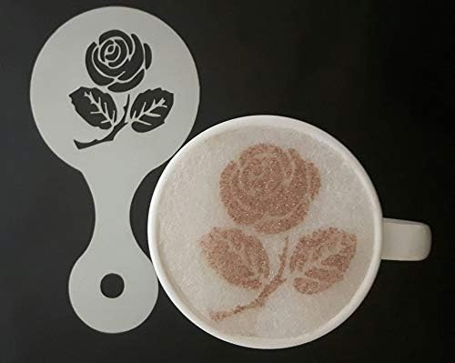 2 x English Rose Coffee/Cappuccino Stencils Reusable Many Times Present Gift Fundraising Cafe Pub Restaurant England English Rugby 6 Nations Football Flower Euros