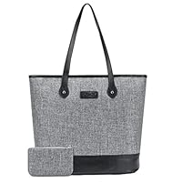Okloy Laptop Tote Bag, Women 15.6 Inch Notebook Ultrabook Shoulder Bag Lightweight Multi-Pocket Nylon Briefcase Classic Casual Handbag Work Business Bag (Grey)