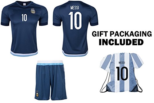 Argentina Messi #10 Away Kids Soccer Jersey All Ages Youth Sizes (YM 8-10 years)