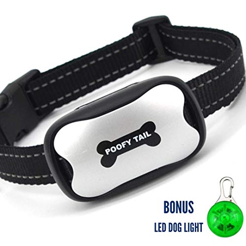 Poofy Tail Non-Shock Bark Collar for Dogs – Stop Barking Using a Humane and 100% Safe Device That Has Seven Adjustable Sound and Vibration Levels – Works on All Breeds (11-120 LBS)