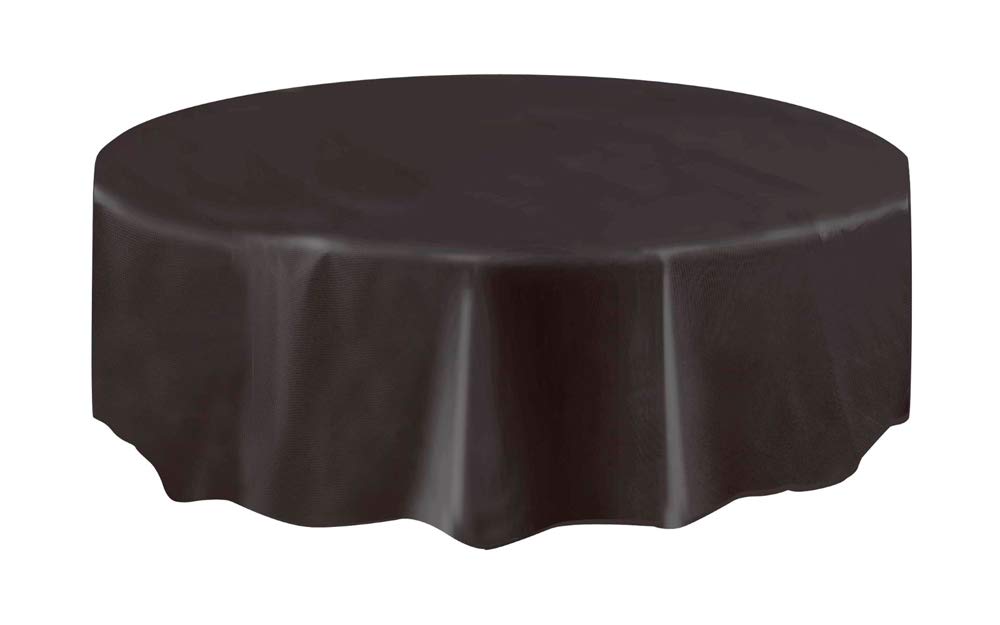 Black Solid Round Plastic Table Cover (213cm) 1 Count – Vibrant & Durable Party Essential for Easy Cleanup and Decoration