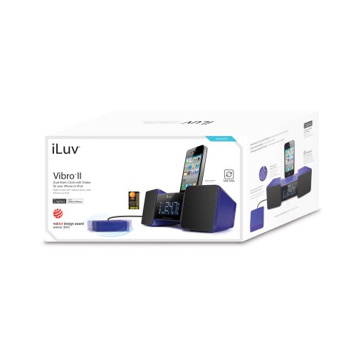 iLuv Vibro II Alarm Clock 30-Pin Speaker Dock with Bed Shaker (Blue) (Discontinued by Manufacturer)