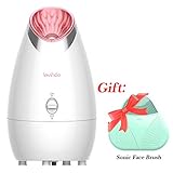 Lavinda Facial Steamer, Temp Controller Protection UV Light BPA Free Nano Ionic Home Spa Face Steam Mist Sprayer Moisturizing with Silicone Sonic Facial Brush