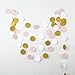 MOWO Glitter Paper Garland Circle Dots with Glitter Powder Hanging Decor 2.5'' in Diameter 20-feet(Gold Glitter,Pink,White,2pc)