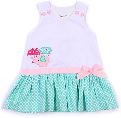 Babeeni Appliqués Dresses for Girls Featured with Sleeveless and Cute Elephant Patterns on The Bodice