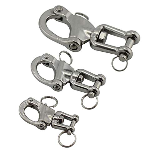 NRC&XRC Pair 2-3/4in(70mm) Jaw Swivel Snap Shackle 316 Stainless Steel for Sailboat Spinnaker Halyard &Diving - Thumbnail 6
