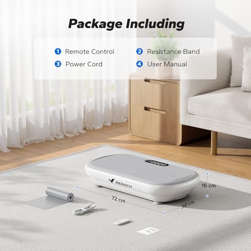 MERACH Powerful Vibration Plate Exercise Machine for Weight Loss and Shaping, 13 mm Large Amplitude, 200 kg Weight Capacity, Silicone Pedal, Built-in Bluetooth Speaker