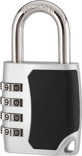 Bosvision 1.7 Inches Width Combination Padlock With Resettable 4-Digit Combination, 1/4 Inches Shackle - Black + Silver (4715309968994)
