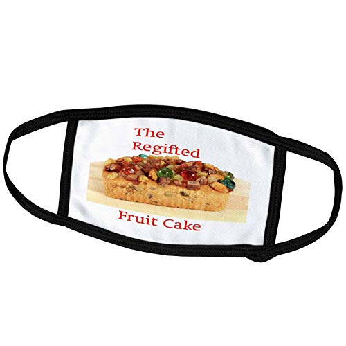 3dRose Face Mask Medium, Image of Fruitcake with Words Regifted